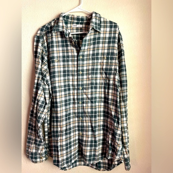 Sonoma Other - Sonoma Forest Green and Cream Plaid Flannel Men's Shirt 100% Cotton size LT